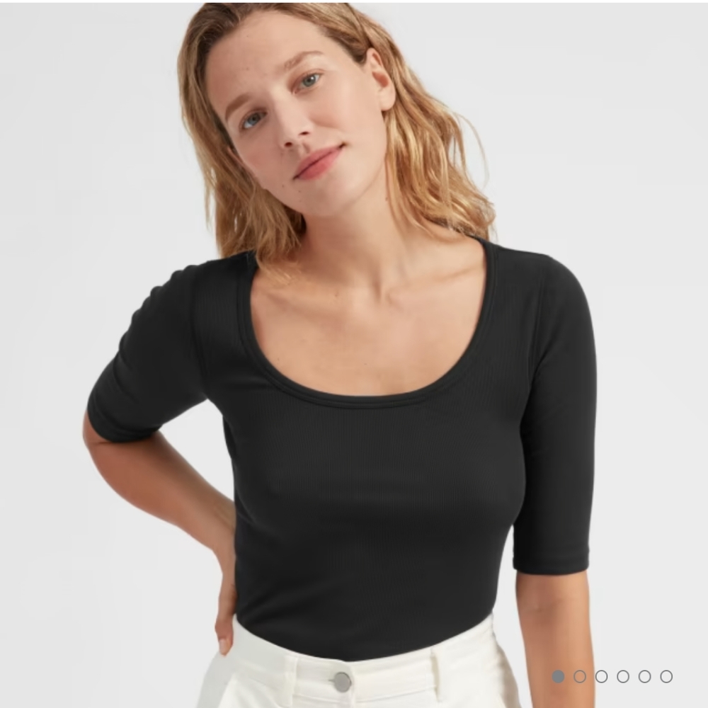 Everlane Pima Micro-Rib Scoop-Neck